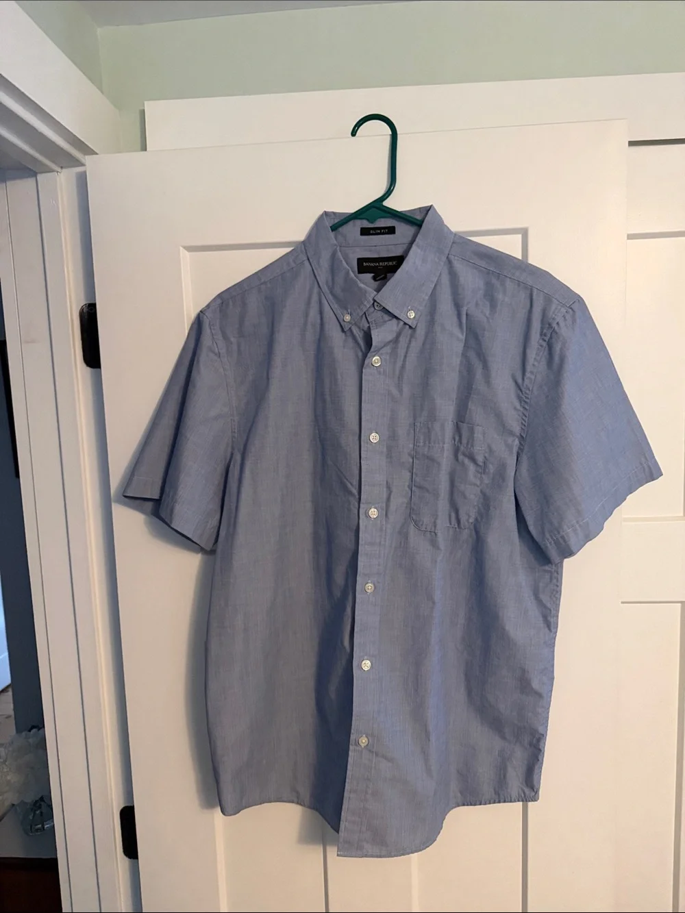 Banana Republic Sky Blue Short Sleeve Button-Down Shirt